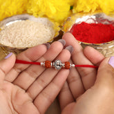 Bali Peacock Design With Dual Rudraksha Silver Rakhi